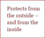 Protects from the outside – and from the inside